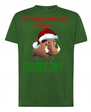 T-Shirt świąteczny nadruk Byłem Grzeczny Dzik 5XL