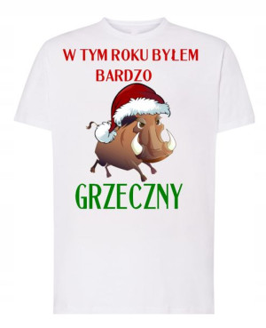 T-Shirt świąteczny nadruk Byłem Grzeczny Dzik M