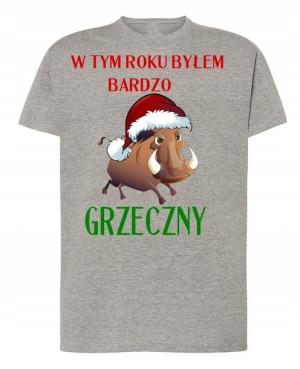 T-Shirt świąteczny nadruk Byłem Grzeczny Dzik XXL