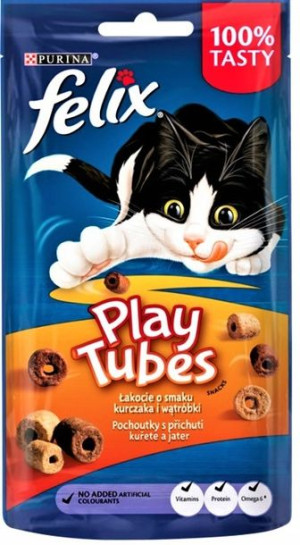 Sucha Karma FELIX PLAY TUBES przekąska dla kota Kurczak Wątróbka 50g