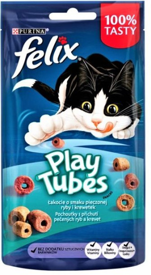 Sucha Karma FELIX PLAY TUBES przekąska dla kota Pieczona Ryba 50g