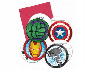 Zaproszenia urodzinowe Mighty Avengers - 6 szt