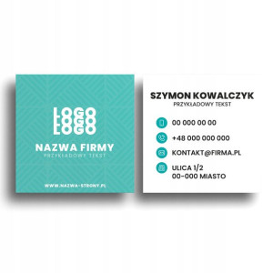 Wizytówki kwadratowe 50x50 gotowy projekt 100 szt