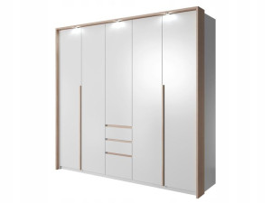 Pojemna Biała Szafa do Sypialni 230 CM GARDEROBA