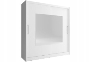 Przesuwana Szafa Ubraniowa 180 cm BIAŁA + Lustro