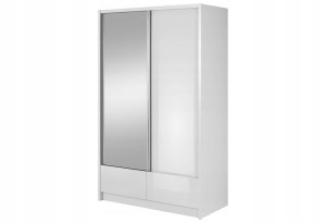 Szafa 130 cm BIAŁA Połysk z Szufladami Lustro
