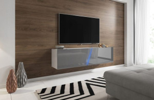 Nowoczesna Szafka RTV Wisząca 160 LED Biała HIT