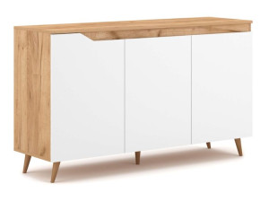 Duża Komoda Biały Mat 140cm Dąb Craft