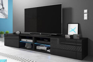 Duża Komoda pod TV 200cm Czarny Połysk