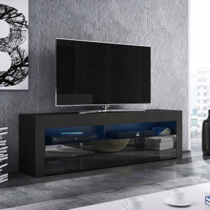 Szafka pod TV na Wysoki Połysk Czarna z LED