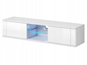 Komoda pod TV 140 Biała na Wysoki Połysk z LED