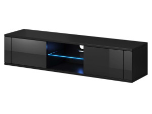 Komoda pod TV 140 Czarna na Wysoki Połysk z LED