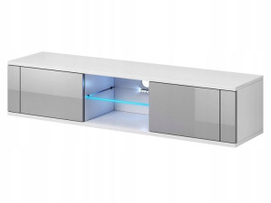 Komoda pod TV 140 Szara na Wysoki Połysk z LED