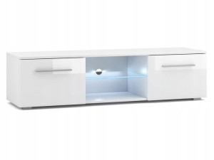 Komoda RTV 140cm pod Telewizor Biały Połysk z LED