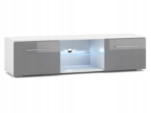 Komoda RTV 140cm pod Telewizor Szary Połysk z LED
