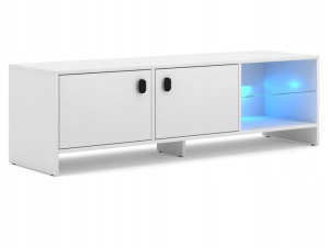 Szafka pod TV Biała z LED do Nowoczesnego Salonu