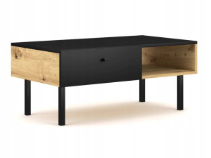 Stolik Kawowy Czarny Dąb Artisan na Nóżkach Loft