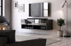 Wisząca Szafka pod TV Czarny Połysk 100cm HIT