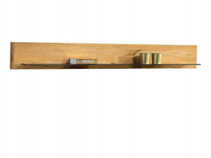 Dębowy Panel ze Szklaną Półką 180 cm Dąb Palony