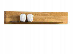 Dębowy Panel ze Szklaną Półką 120 cm Dąb Palony