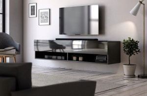Elegancka Szafka RTV Derby 140 CZARNY POŁYSK