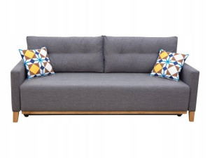 Klasyczna Szara Sofa do Salonu z Poduszkami GR2