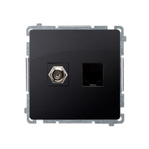 Gniazdo antenowe F+RJ45 kat 6 grafitowy