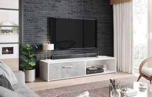 Ekskluzywna szafka RTV 140 cm BIAŁY CONCRETE