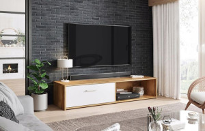 Ekskluzywna szafka RTV 140 cm DĄB WOTAN/BIAŁY