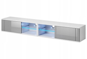 Duża Szafka RTV Best Double LED BIAŁY - SZARY
