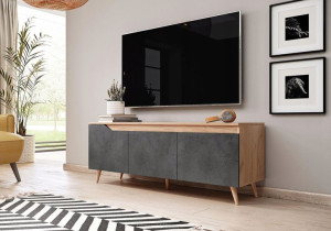 Szafka Rtv Tue Craft Złoty - Front Beton Grafit