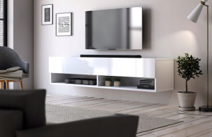 Elegancka Szafka RTV Derby 140 BIAŁY POŁYSK
