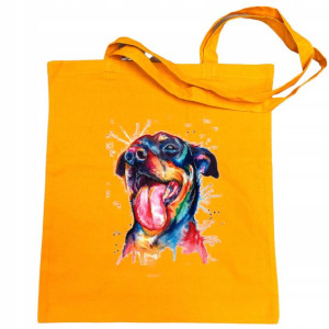 Torba na zakupy kolorowy nadruk pies Rottweiler