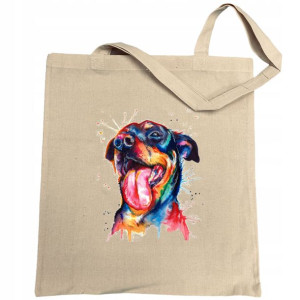 Torba na zakupy kolorowy nadruk pies Rottweiler