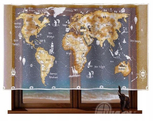 Mapa 210x120cm firana żakardowa, malowana (gotowa)