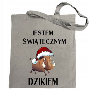 Torba na zakupy nadruk Świąteczny Dzik