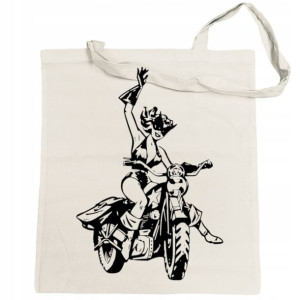 Torba zakupy nadruk fun art Kobieta motocykl Kot
