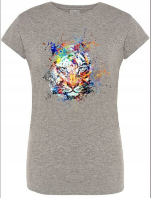 Tygrys Kolorowy Damski Modny T-shirt Nadruk R.S