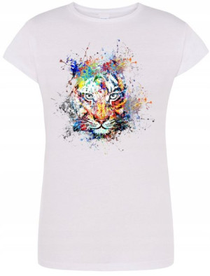 Tygrys Kolorowy Damski Modny T-shirt Nadruk R.XXL