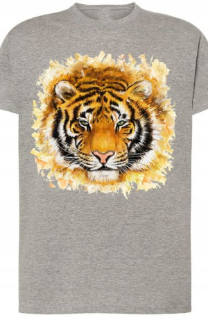 Tygrys Modny T-shirt Męski Nadruk Rozm.XS