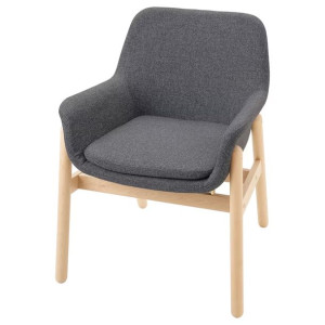IKEA VEDBO Krzesło z podłokietnikami brzoza/Gunnared średnioszary