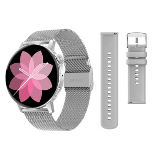 Srebny Damski Smartwatch Pl Menu Sms Rozmowy Cykl Sport Ekg Puls 2 Paski