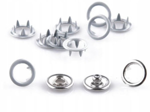 Zatrzaski, Napy SPRING 9,5 mm Szare 50 kpl