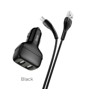 Hoco Ładowarka Samochodowa 2xusb + Kabel Micro 2,4a Leader Z36 Czarna