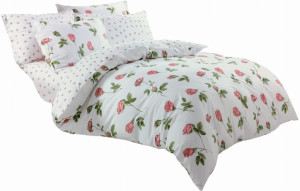 Pościel 100% satyna bawełniana 200x220 w róże CW-842 Premium