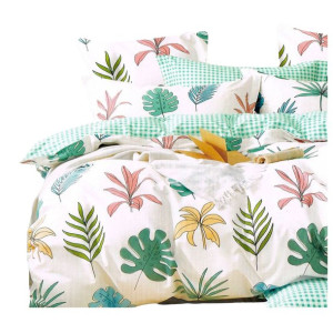 Pościel satynowa dwustronna 160x200 CW-1428 Liście Premium
