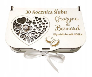 Pamiątka 30 rocznica ślubu pudełko na pieniądze