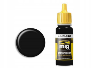 Farba akrylowa Matt black A.MIG046 AMMO Mig