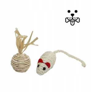 Zabawka dla kota zestaw myszka 7x3cm z piłką 4cm