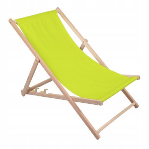 Leżak drewniany ogrodowy plażowy limonkowy Ołer